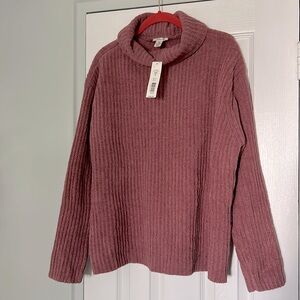 NWT Westbound Blush Soft Chenille Relaxed Fit Soft Cowl Neck long sleeve sweater